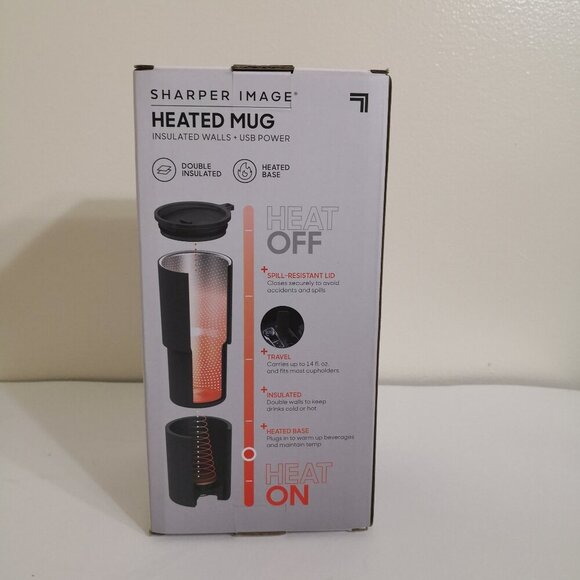 Sharper Image USB Powered Heated Mug 14fl oz Double Insulated, Heated Base, Lid - Picture 3 of 5